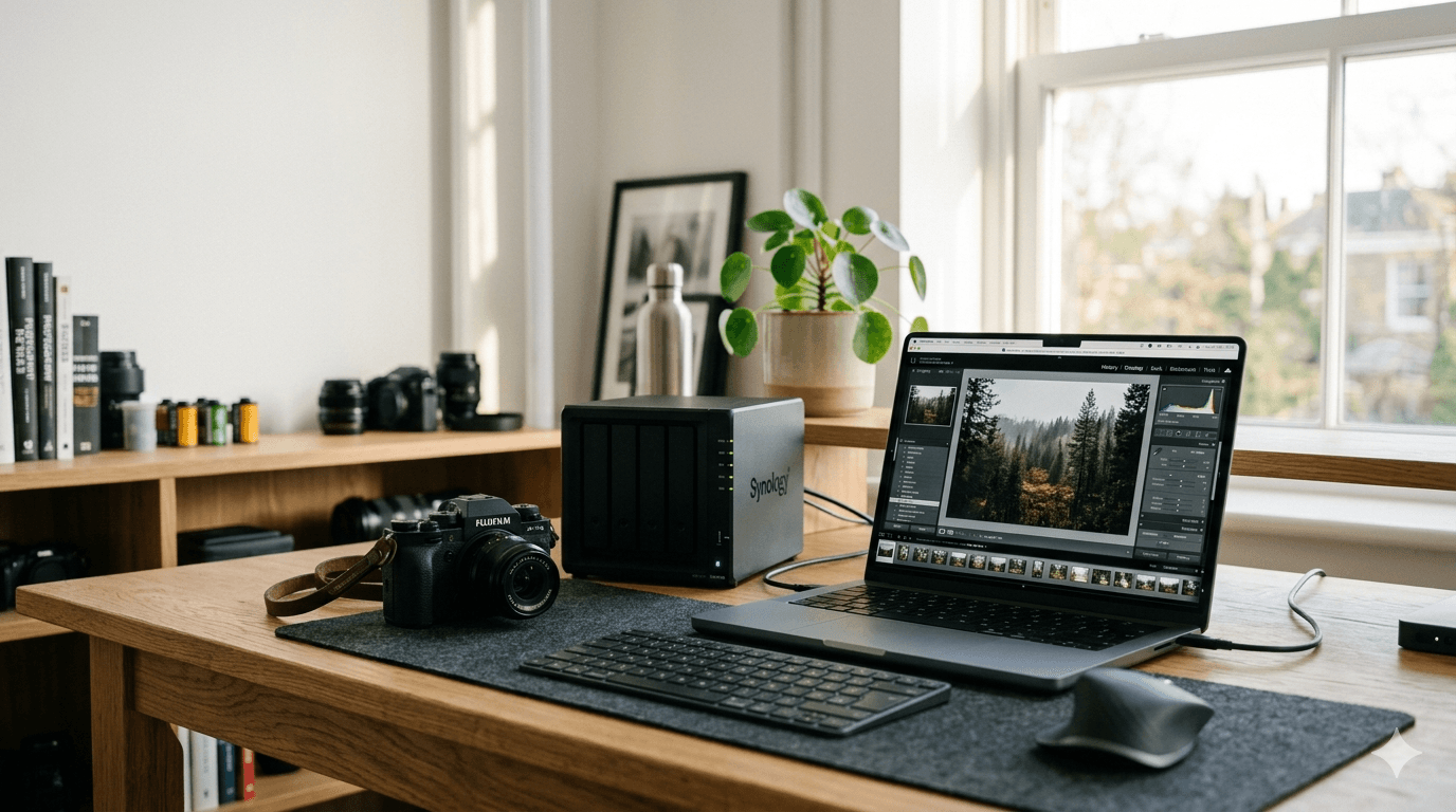 Photographer editing on HavenVault setup